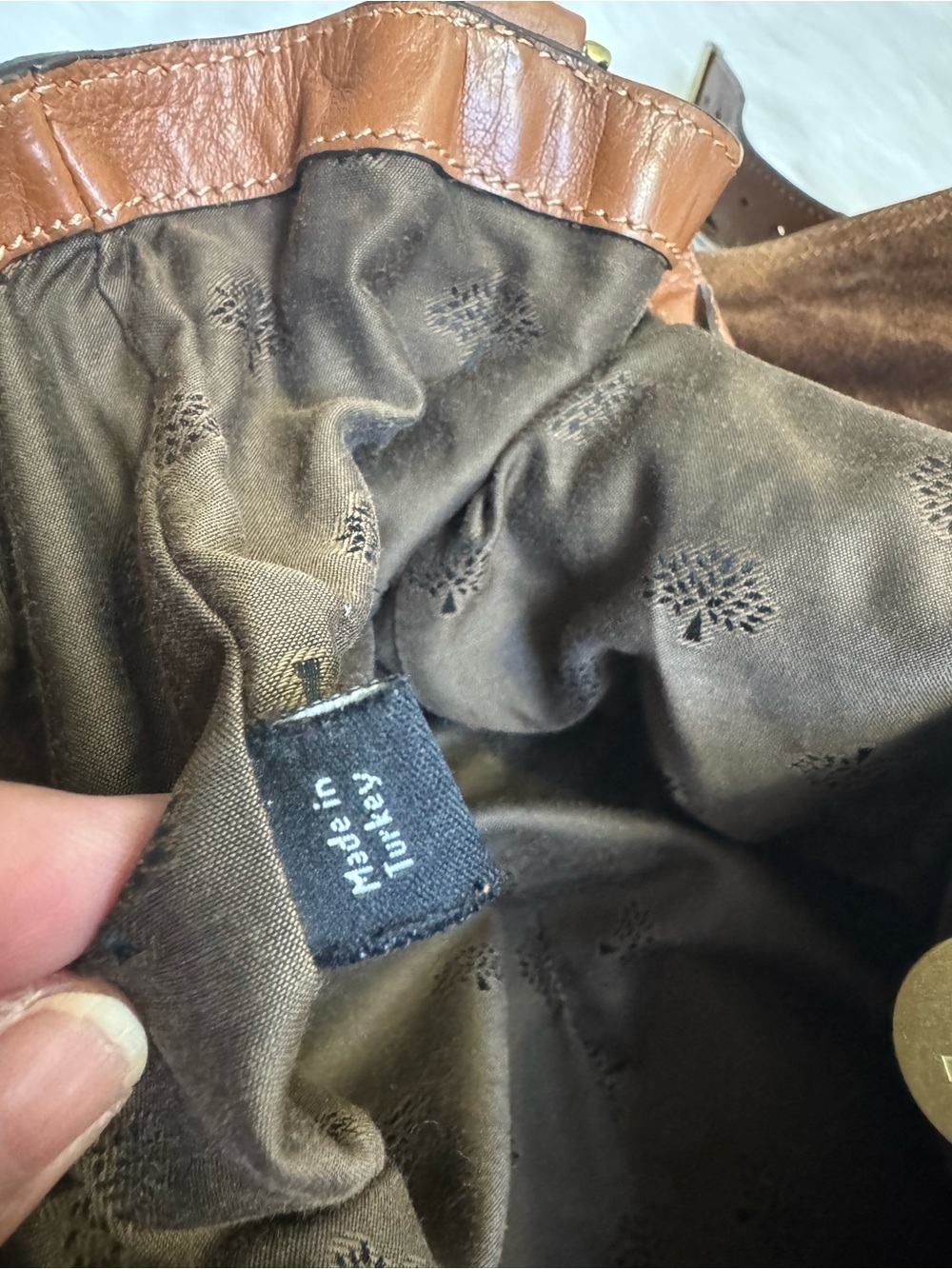 Brown Leather Satchel with Gold Hardware - Picture 14 of 16